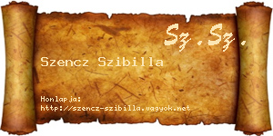 Szencz Szibilla névjegykártya